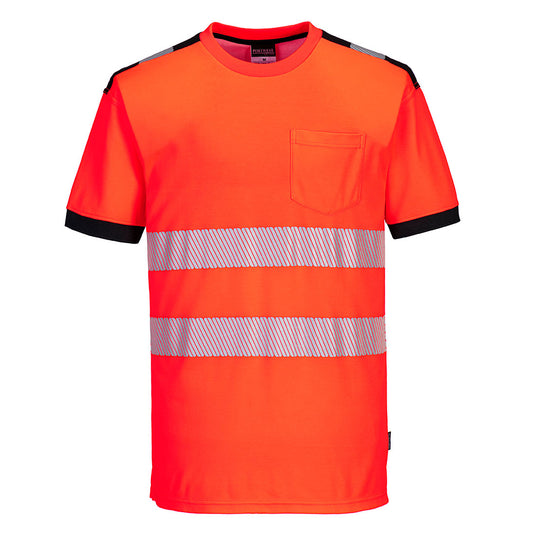 T181 - T-Shirt HV PW3, Rouge/noir