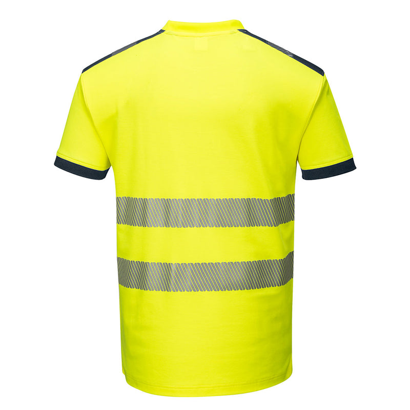 Chargez l'image dans la visionneuse de la galerie, T181 - T-Shirt HV PW3, Jaune/Marine, vue de dos # Couleur_Jaune/Marine
